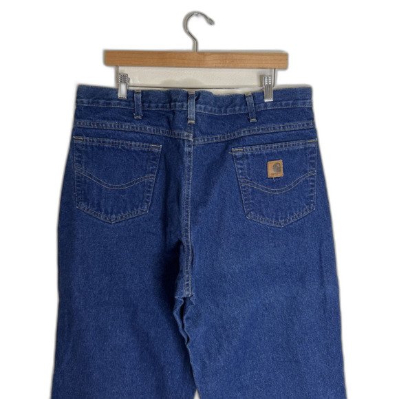 Carhartt Jeans Mens 38x36 Blue Loose Fit Denim Pants Made USA Workwear B167 DST - Picture 6 of 8